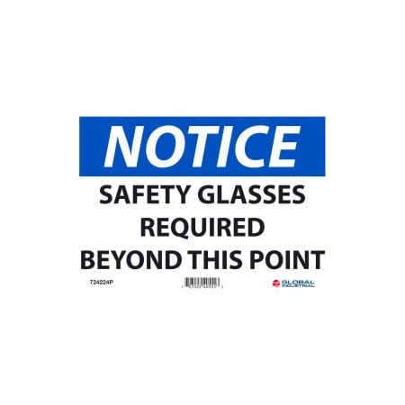 Nmc Notice Safety Glasses Required 7x10 Pressure Sensitive Vinyl GLON18P